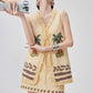 Palm Tree Embroidered Vest / Mini Skirt FER0247