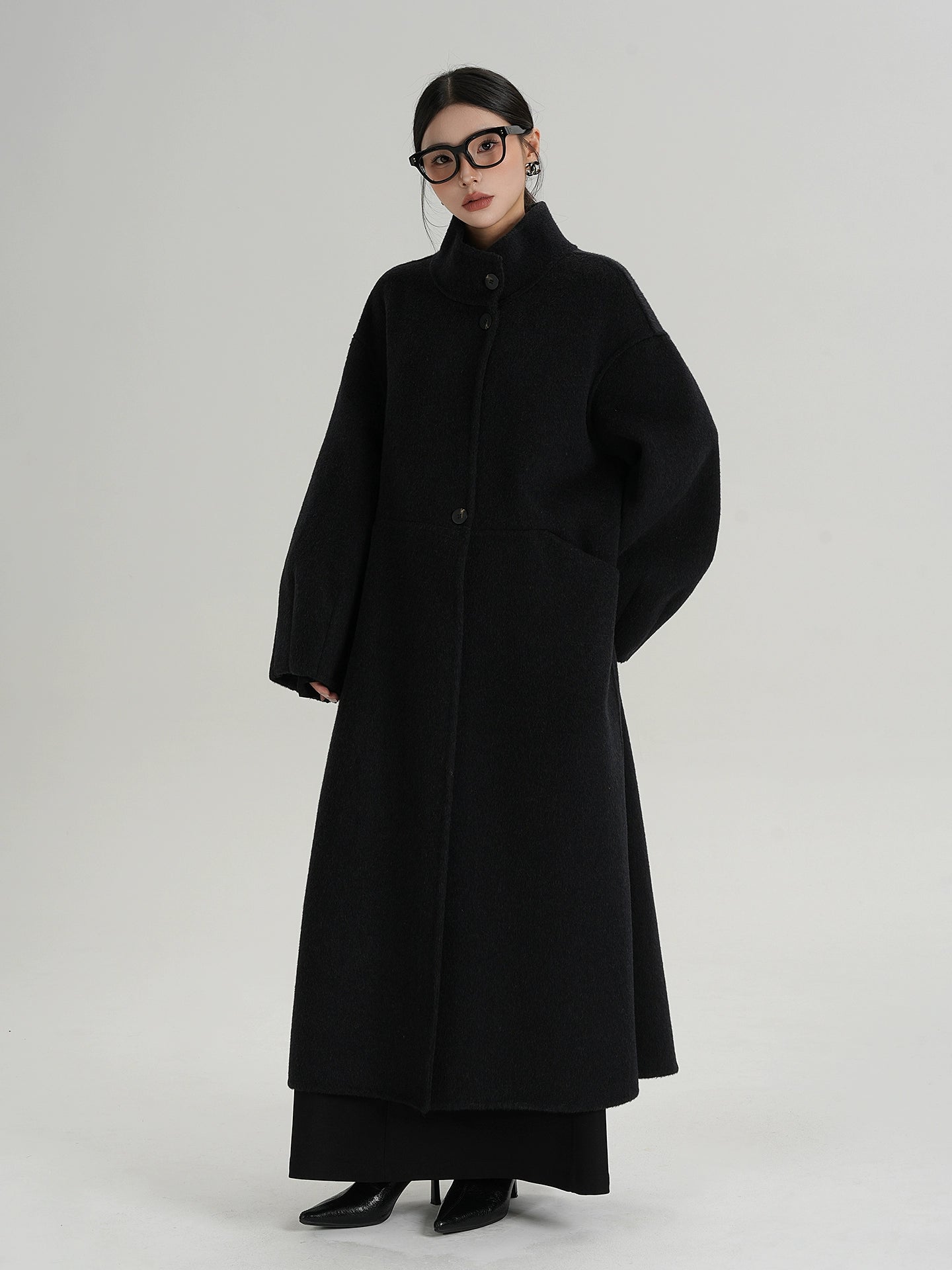 Mock Neck Long Coat SRS0413