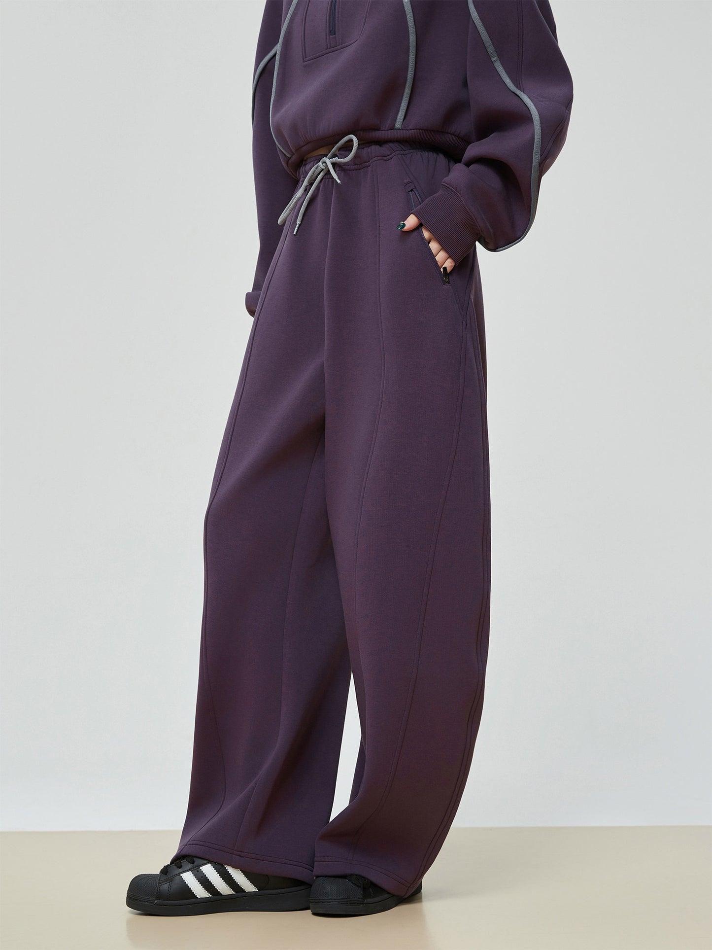 Half-Zip Sailor Collar Tops / Wide Sweatpants FER0383