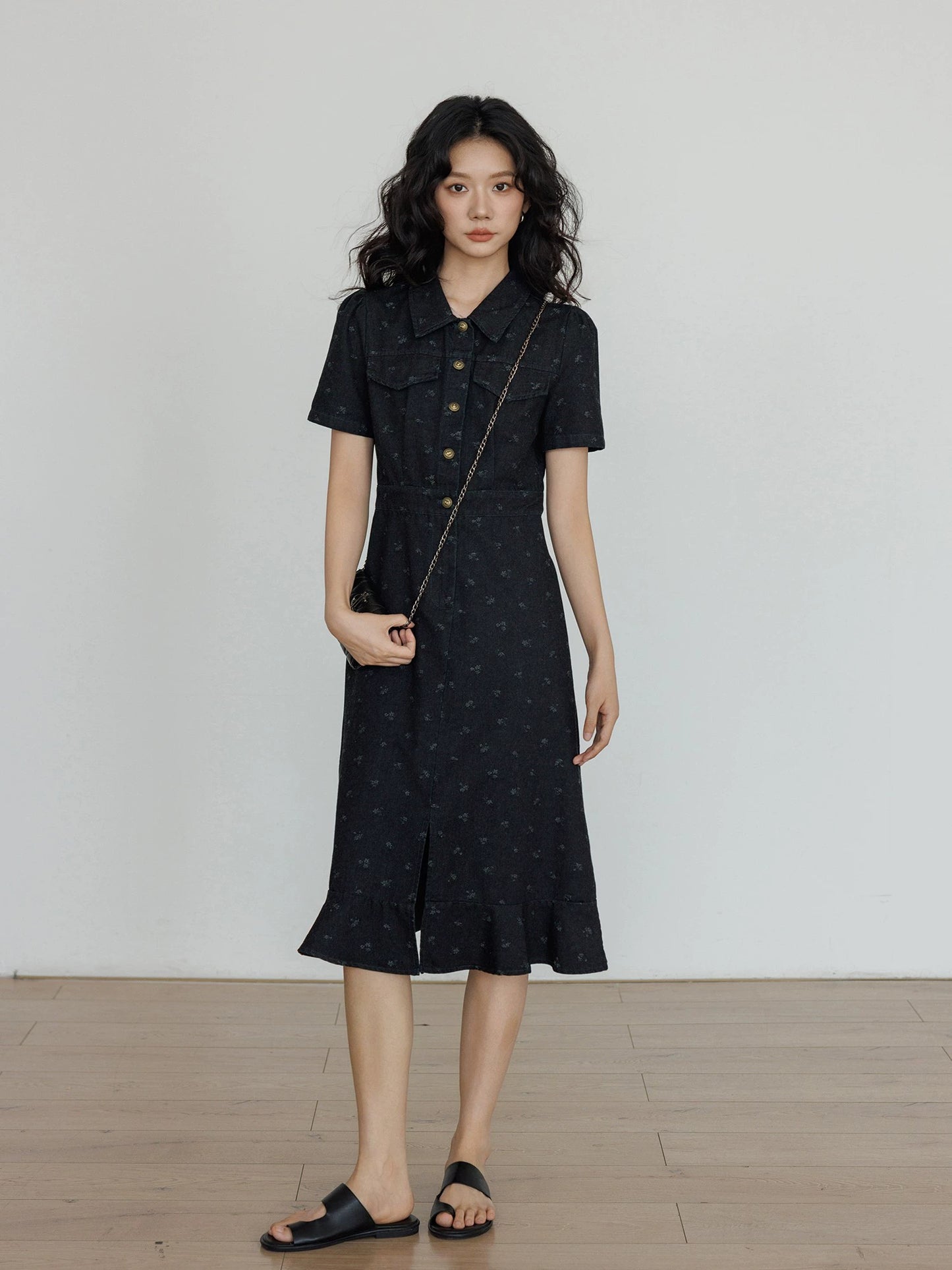 Floral Denim Shirt Dress VAS0088