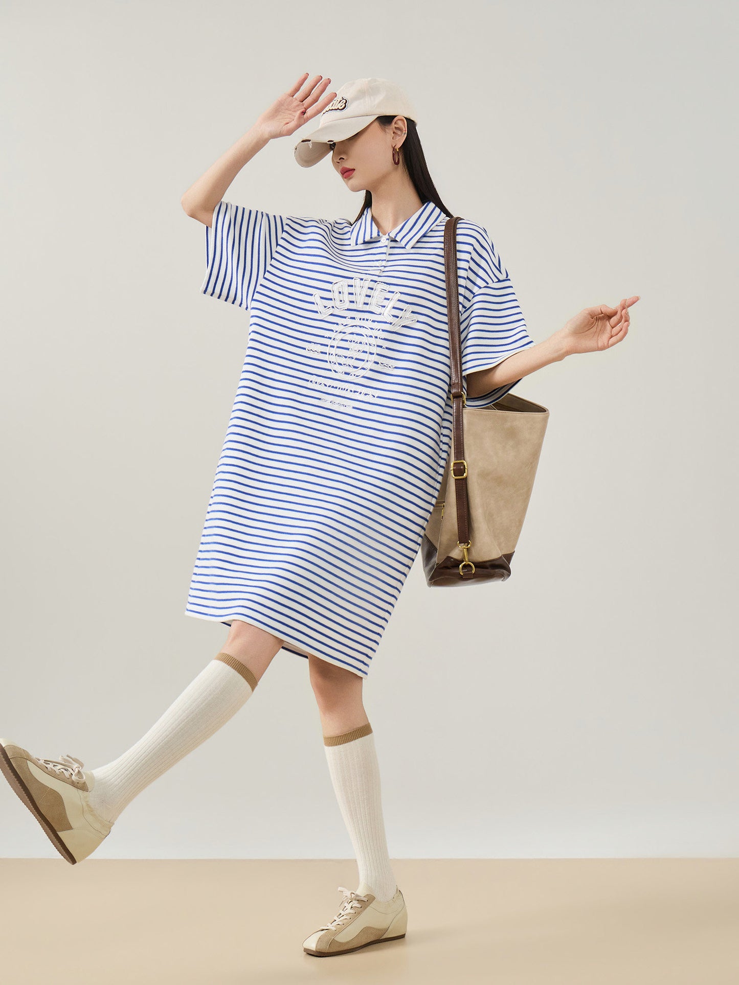 Striped Polo Shirt Mini Dress FER0296