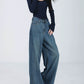 Denim Semi Flared Wide Pants / Long Sleeve Top ABW0003