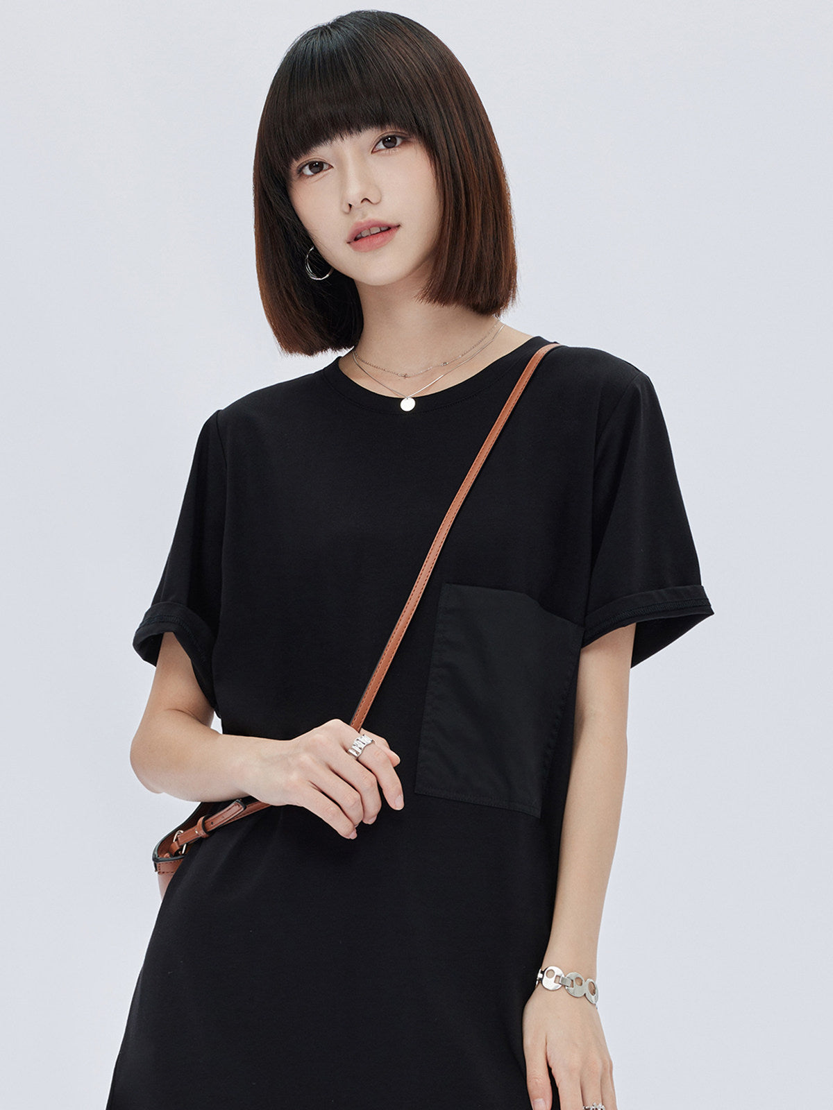 Casual Pocket Loose T-Shirt Dress SHN0011