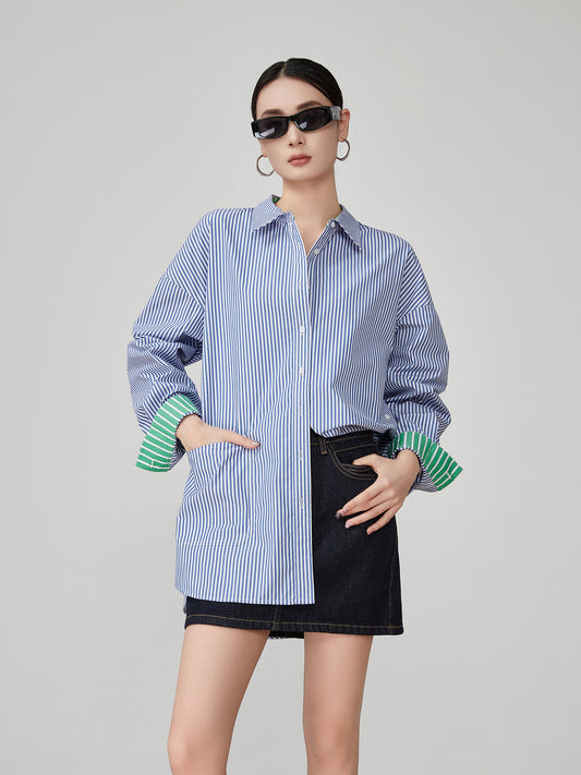 Blue Striped Long-Sleeve Shirt FER0182
