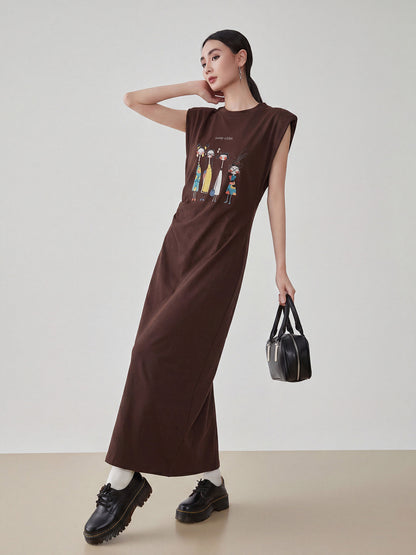 Brown Sleeveless Maxi Dress FER0301