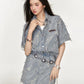 Fringe Retro Denim Shirt / Denim Mini Skirt EPU0013