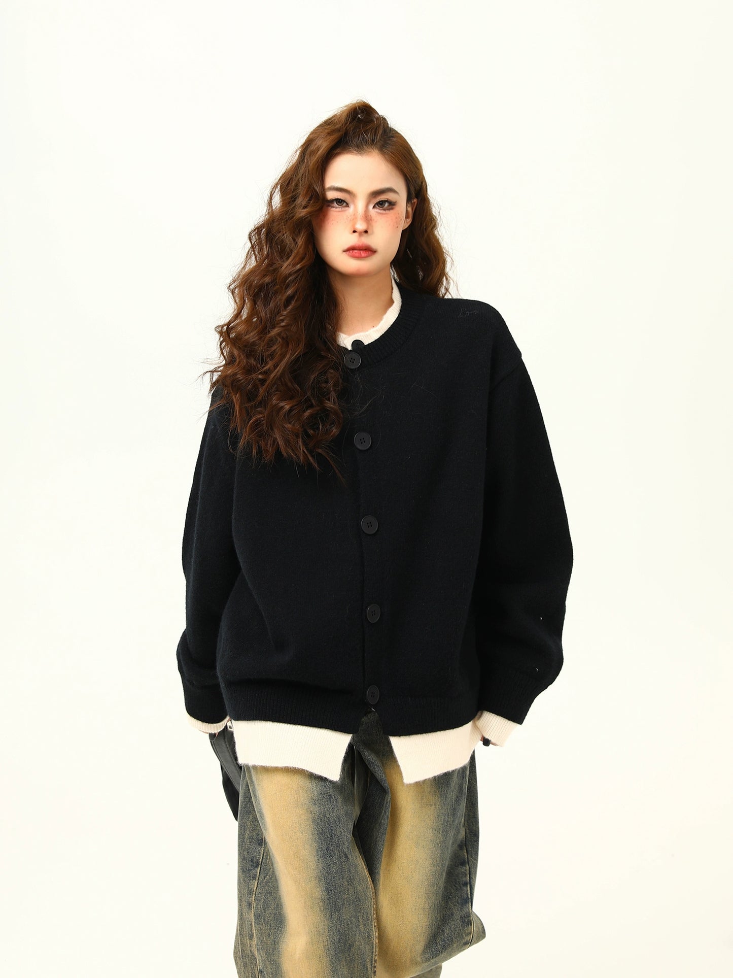 Round Neck Knit Cardigan WDZ0035
