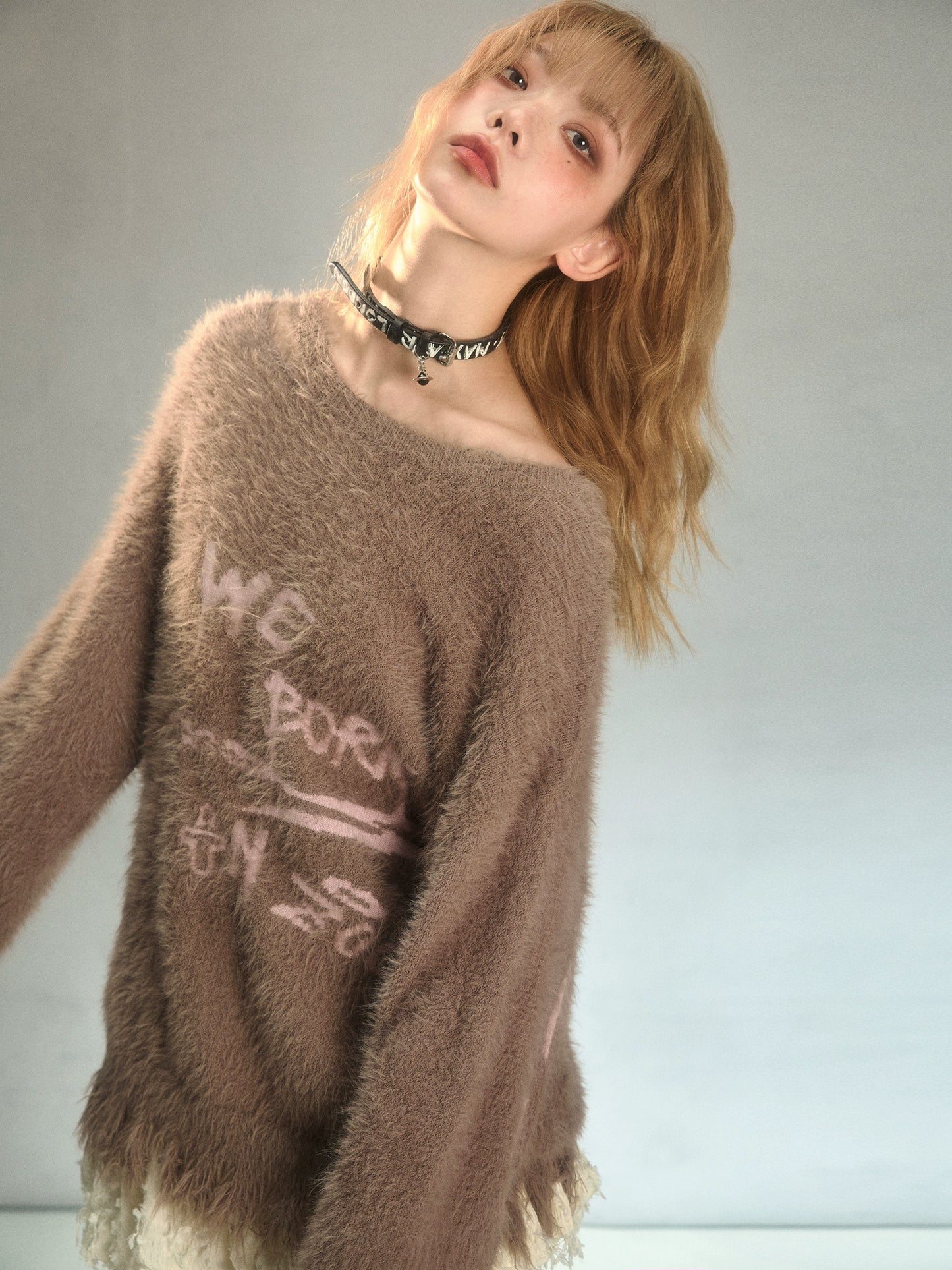 Fluffy Logo Knit Tops MFT0045