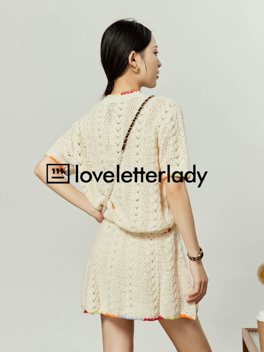 Butterfly Embroidered Knit Tops / Knit Skirts LLA0067