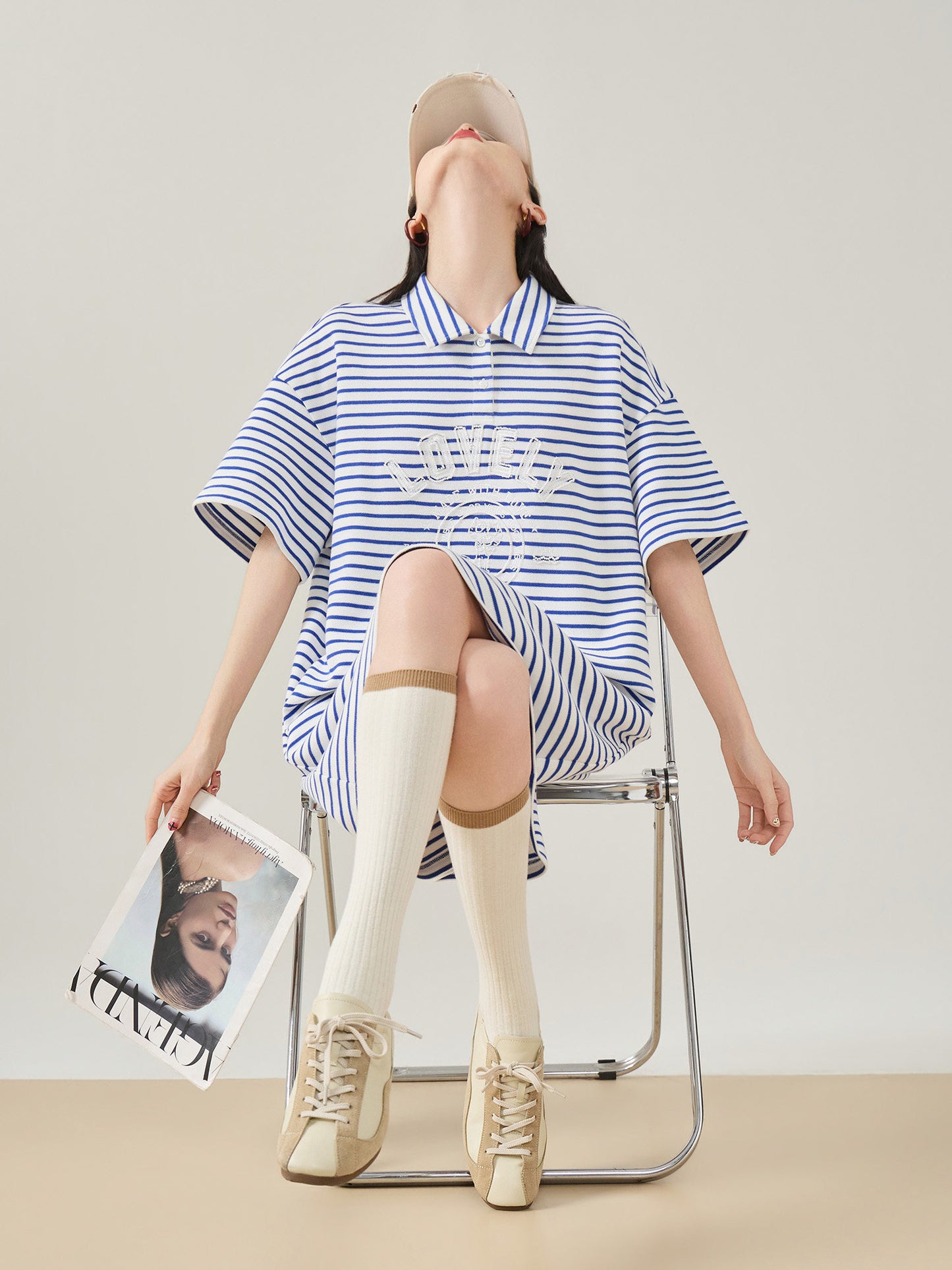 Striped Polo Shirt Mini Dress FER0296