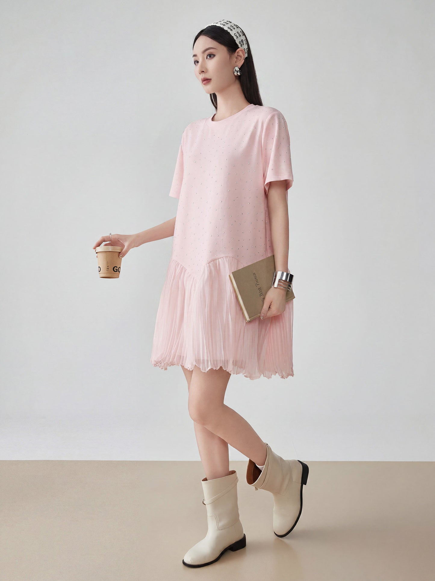 Pleated Docking Mini Dress FER0235