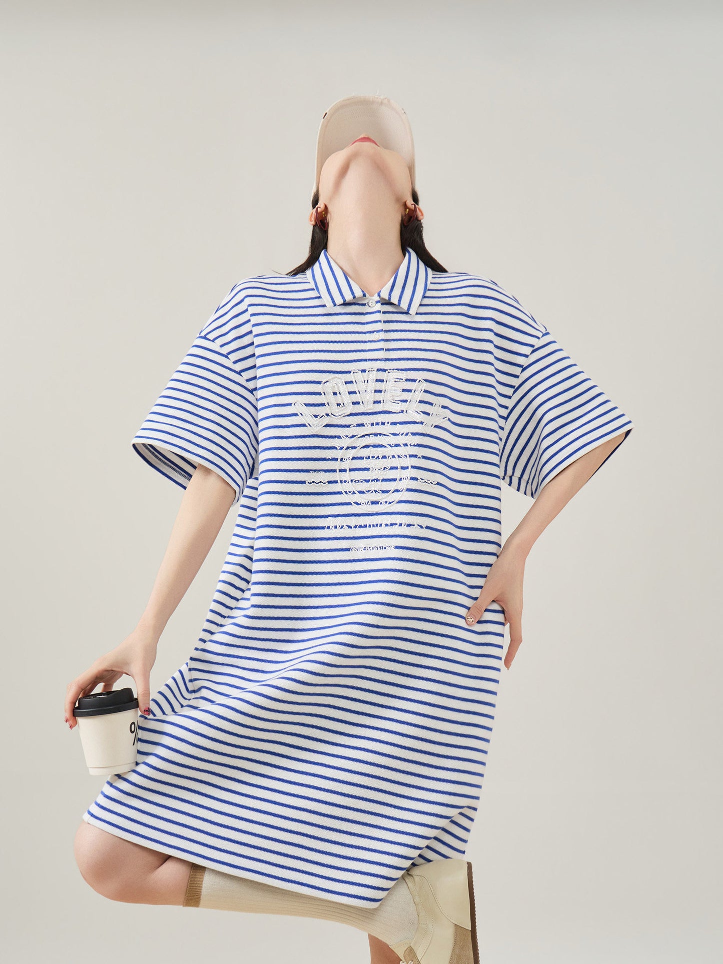 Striped Polo Shirt Mini Dress FER0296