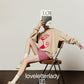 Cute Cat Print Sweatshirt / Pink Mini Skirt LLA0654