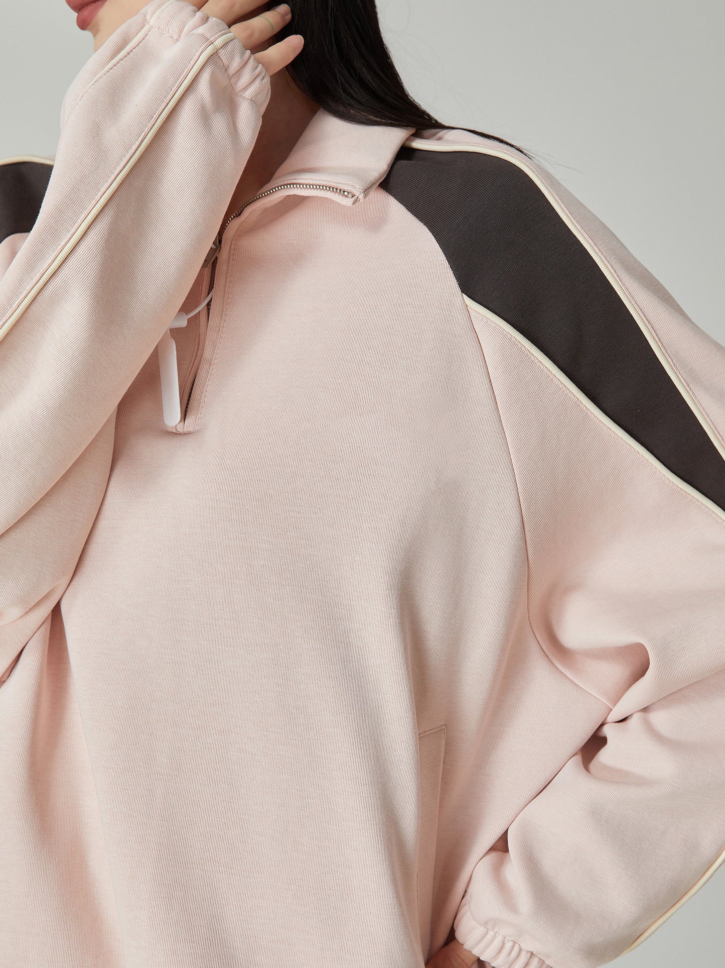 Pink Stand-Collar Sweatshirt / Loose Sweatpants FER0061