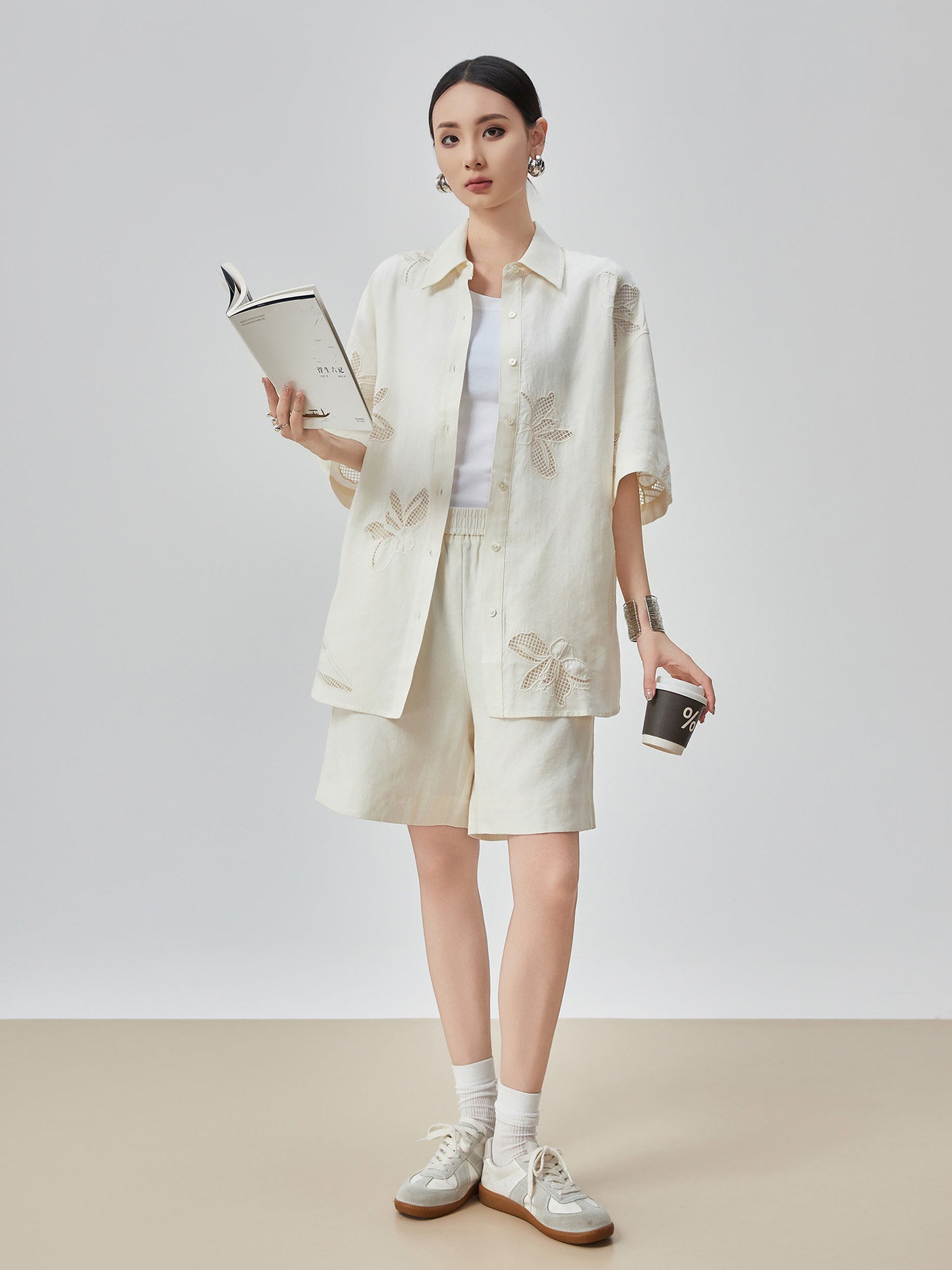 Botanical Embroidery Shirt / Shorts FER0116