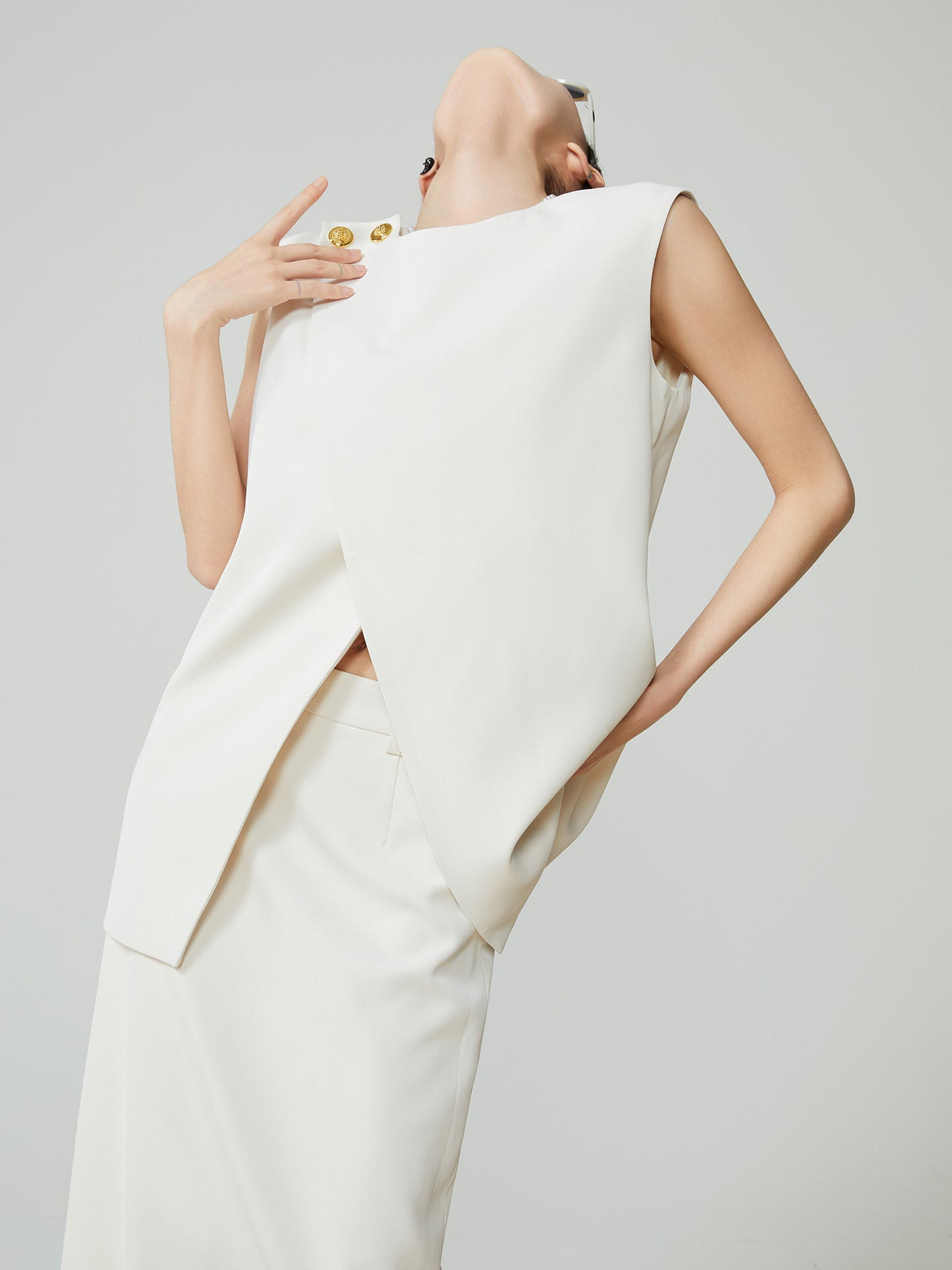 Front Layered Vest / Straight Long Skirt FER0271