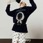 Casual Printed Long-Sleeve T-Shirt / A-line Mini Skirt LLA0664