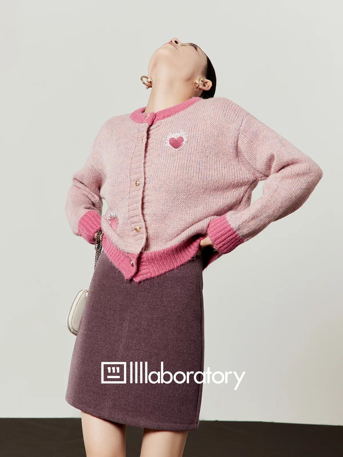 Heart Logo Knit Top / Purple Mini Skirt LLA0628