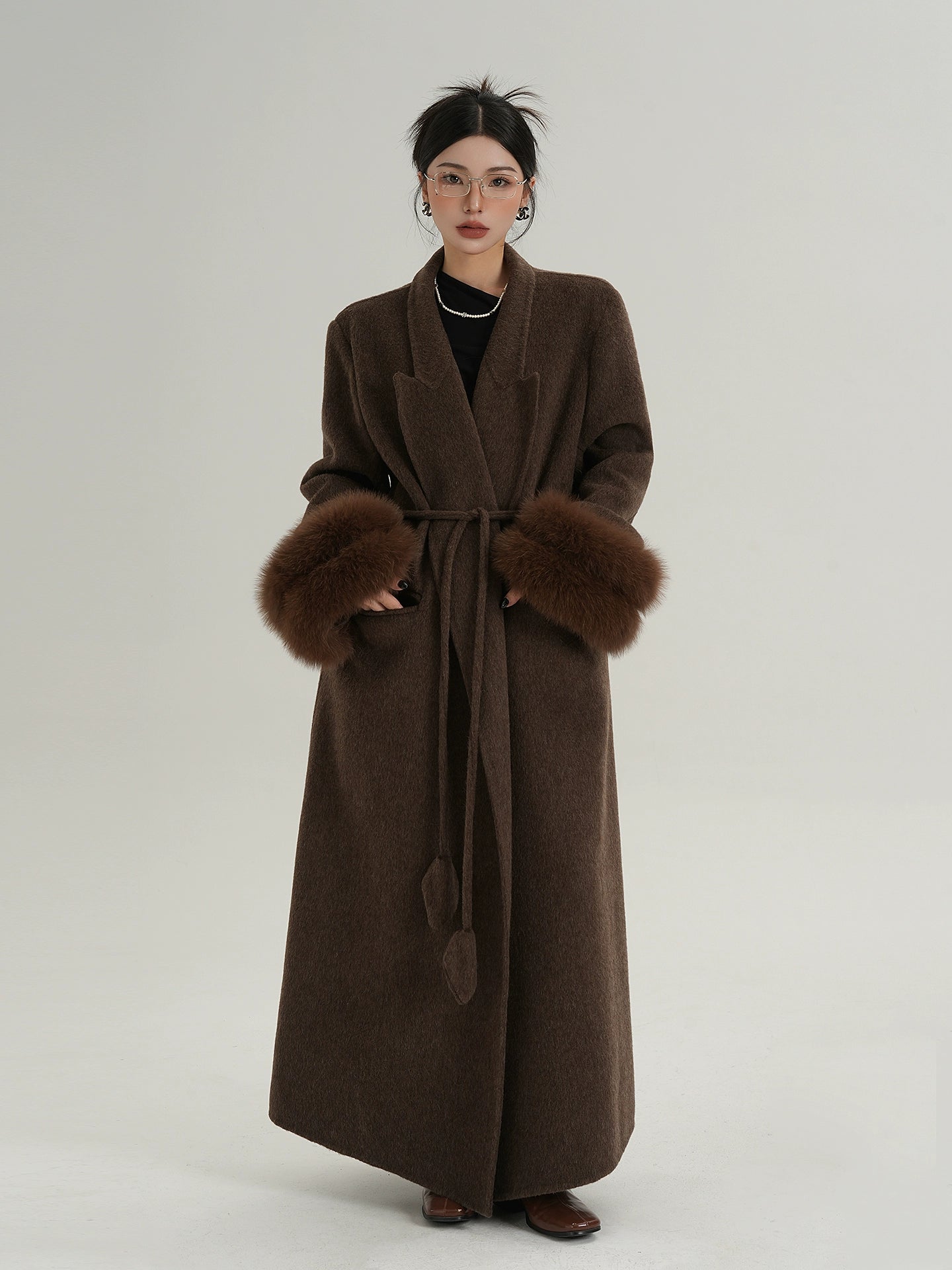 Fur Cuff Long Coat SRS0403