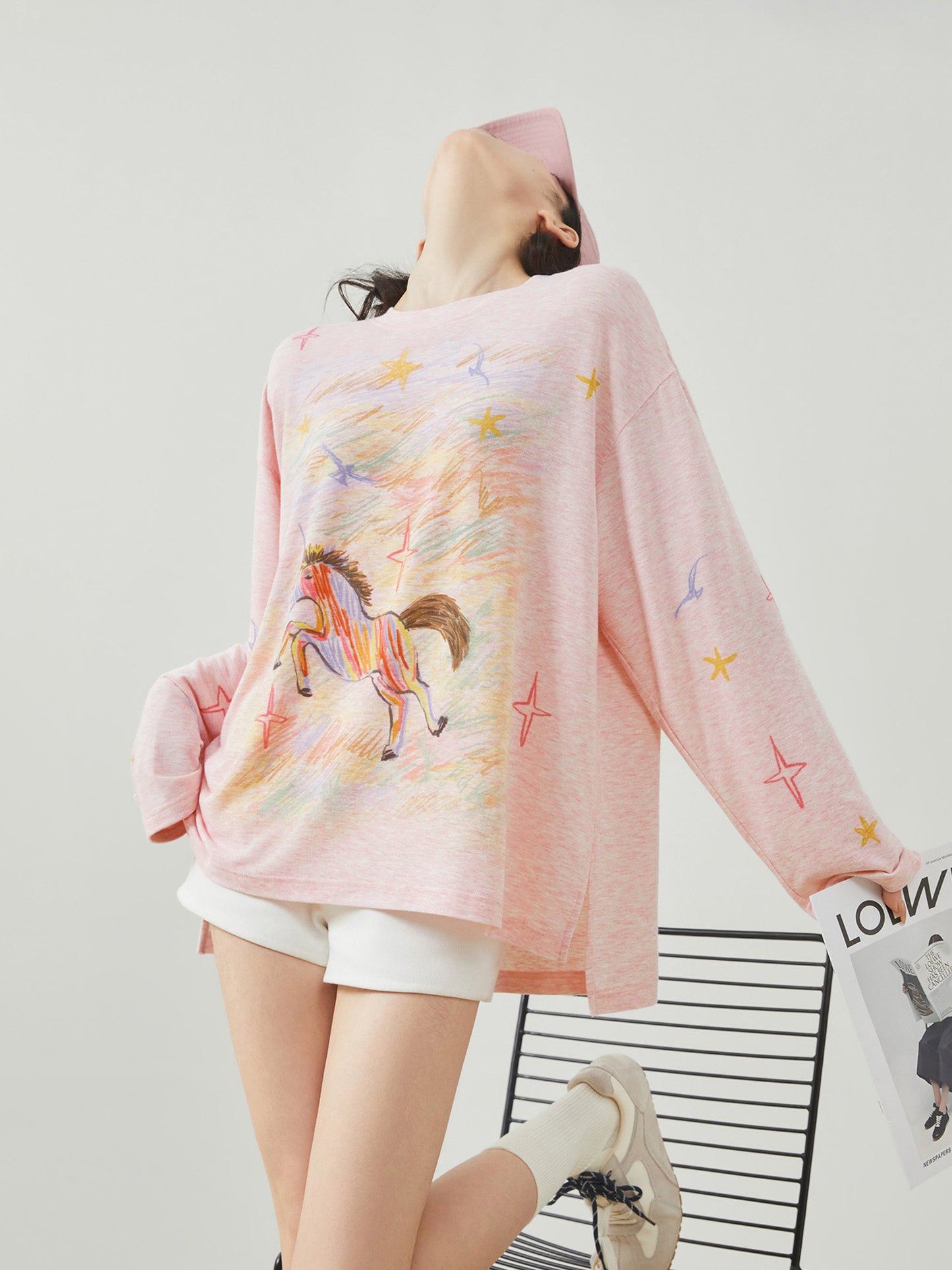 Pony Print Long-Sleeve T-Shirt FER0035