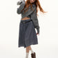 Front Wrap Knit Top/Gingham Check Skirt ASG0074