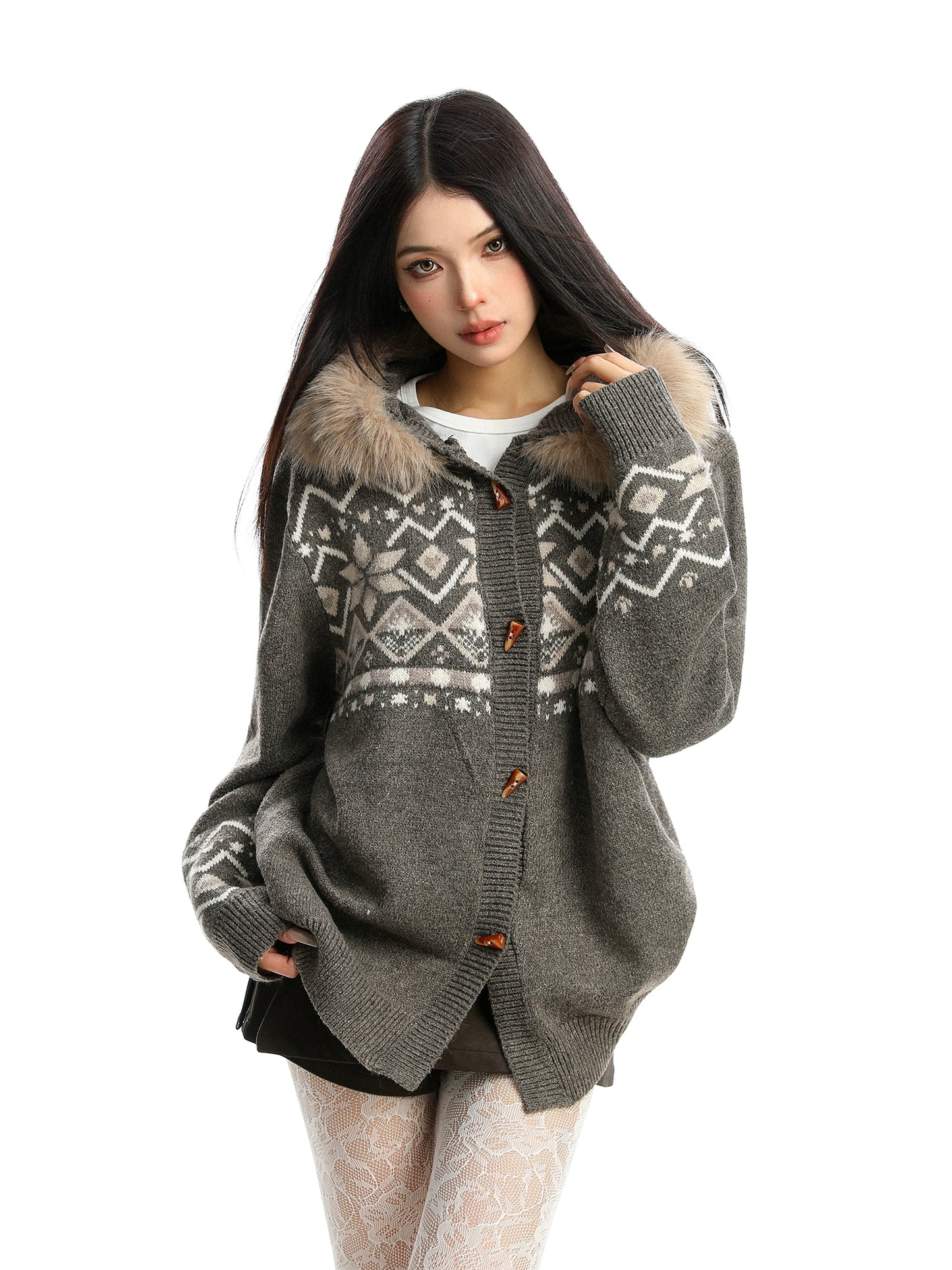 Nordic Tong Knit Cardigan BGS0033