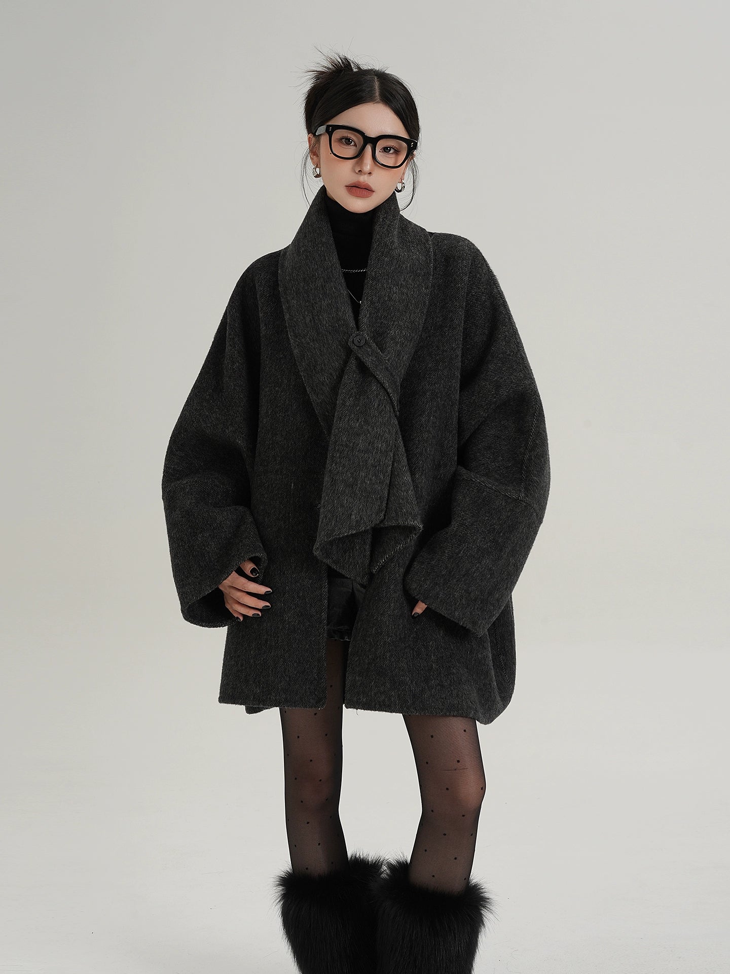 Collarless Wool Coat SRS0367