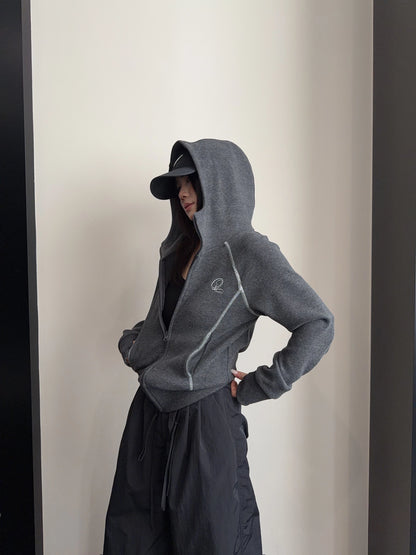 Color-Contrast Stitch Short Jacket YLS1045