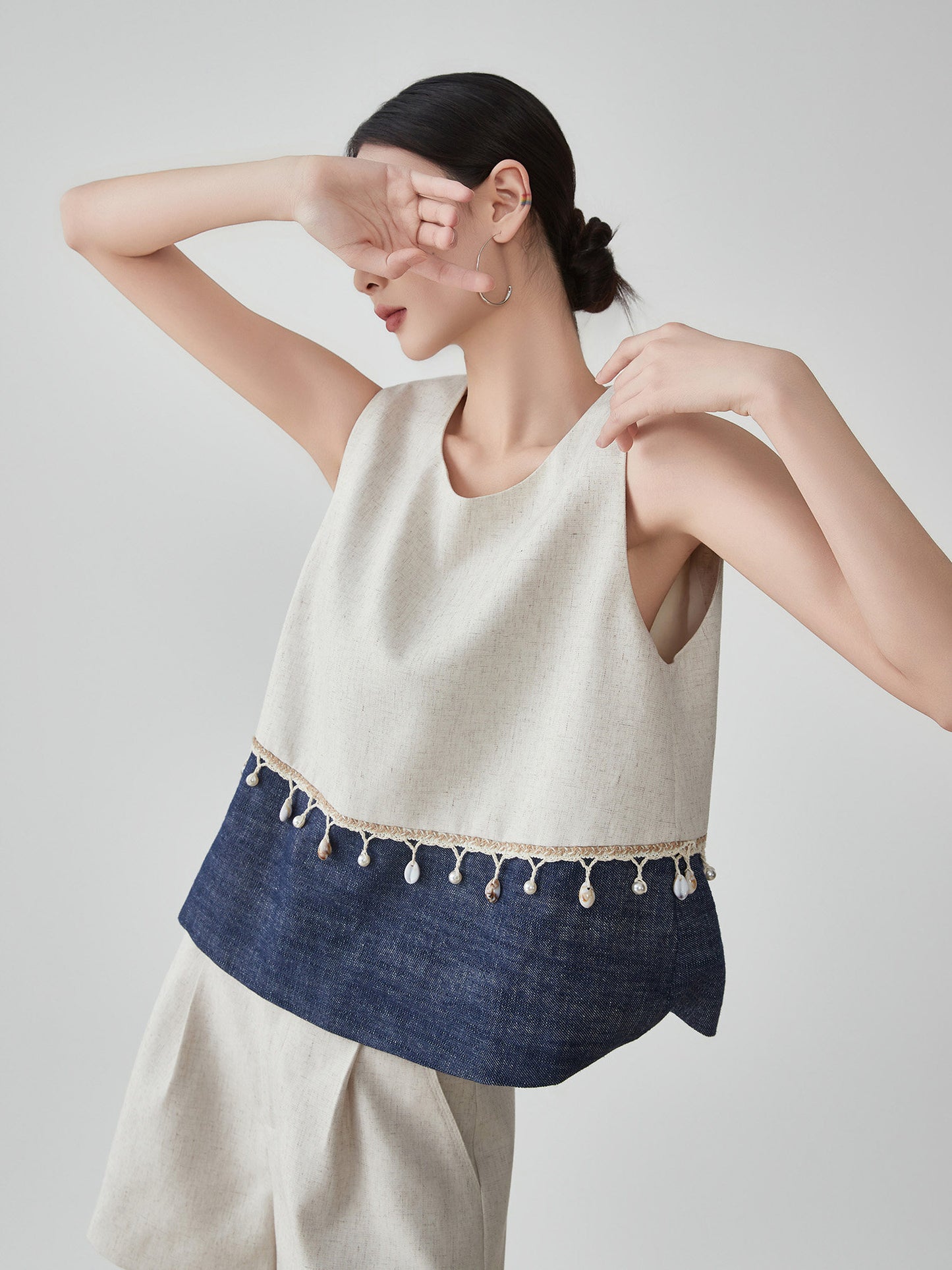 Bejeweled Fringe Sleeveless Top / Half Pants FER0283