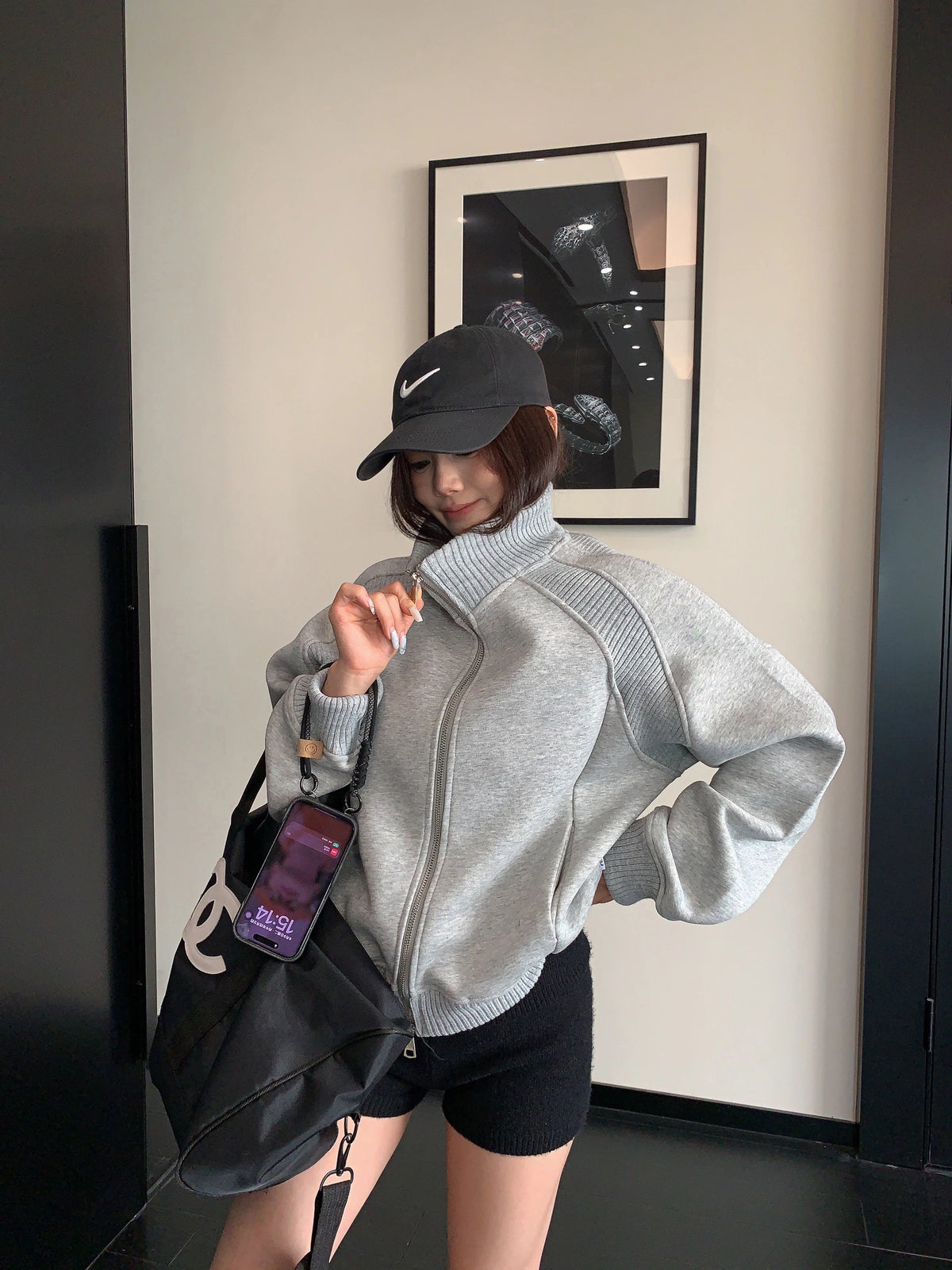 Rib-Knit Switch Zip-Up Blouson YLS1056