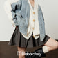 V-Neck Denim Docking Knit Cardigan LLA0645