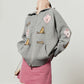 Polo Collar Embroidered Knit Cardigan / Pink Denim Skirt LLA0606