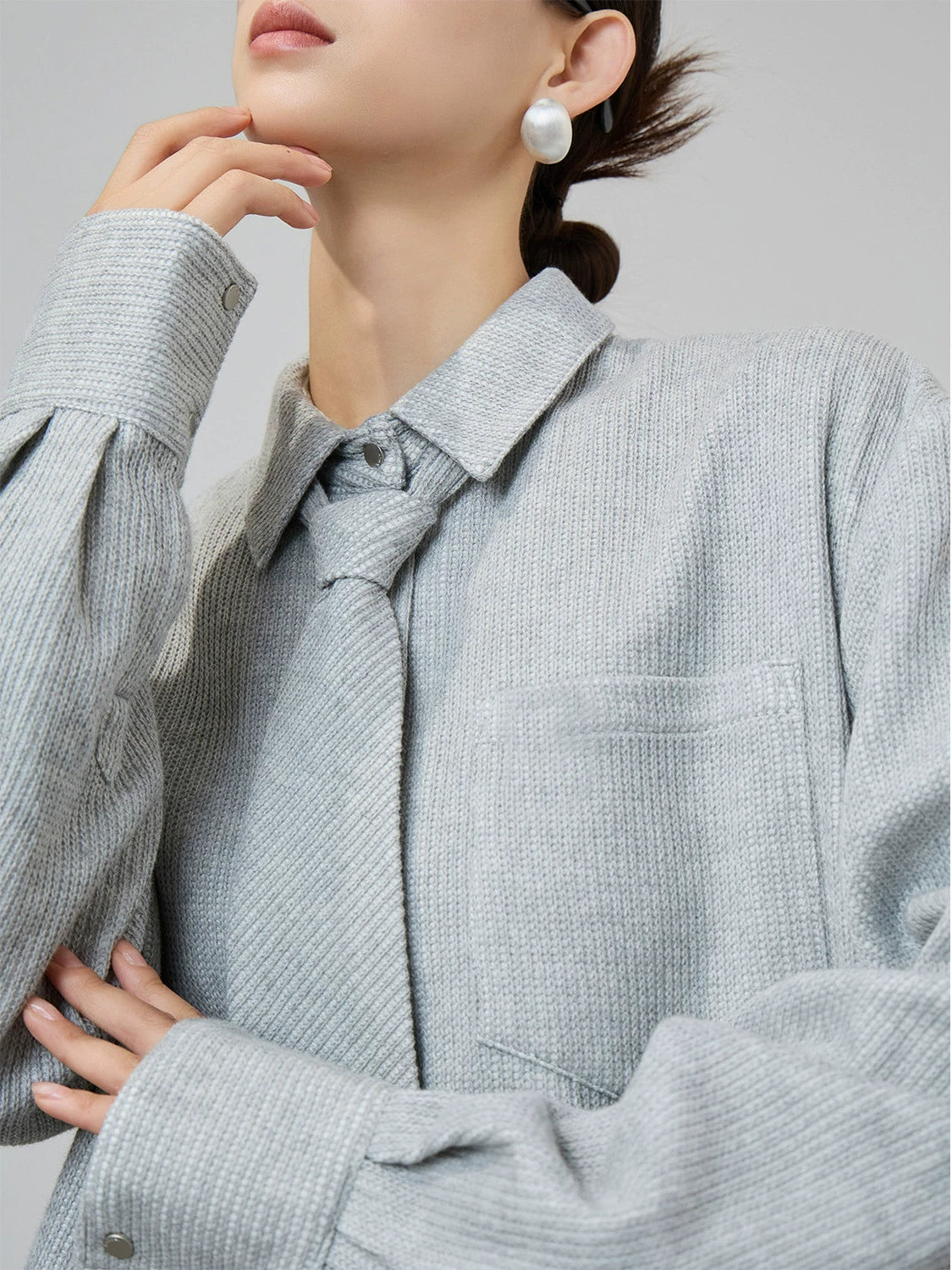 Soft Loose Long Sleeve Shirt / Knee Length Skirt SUY0009