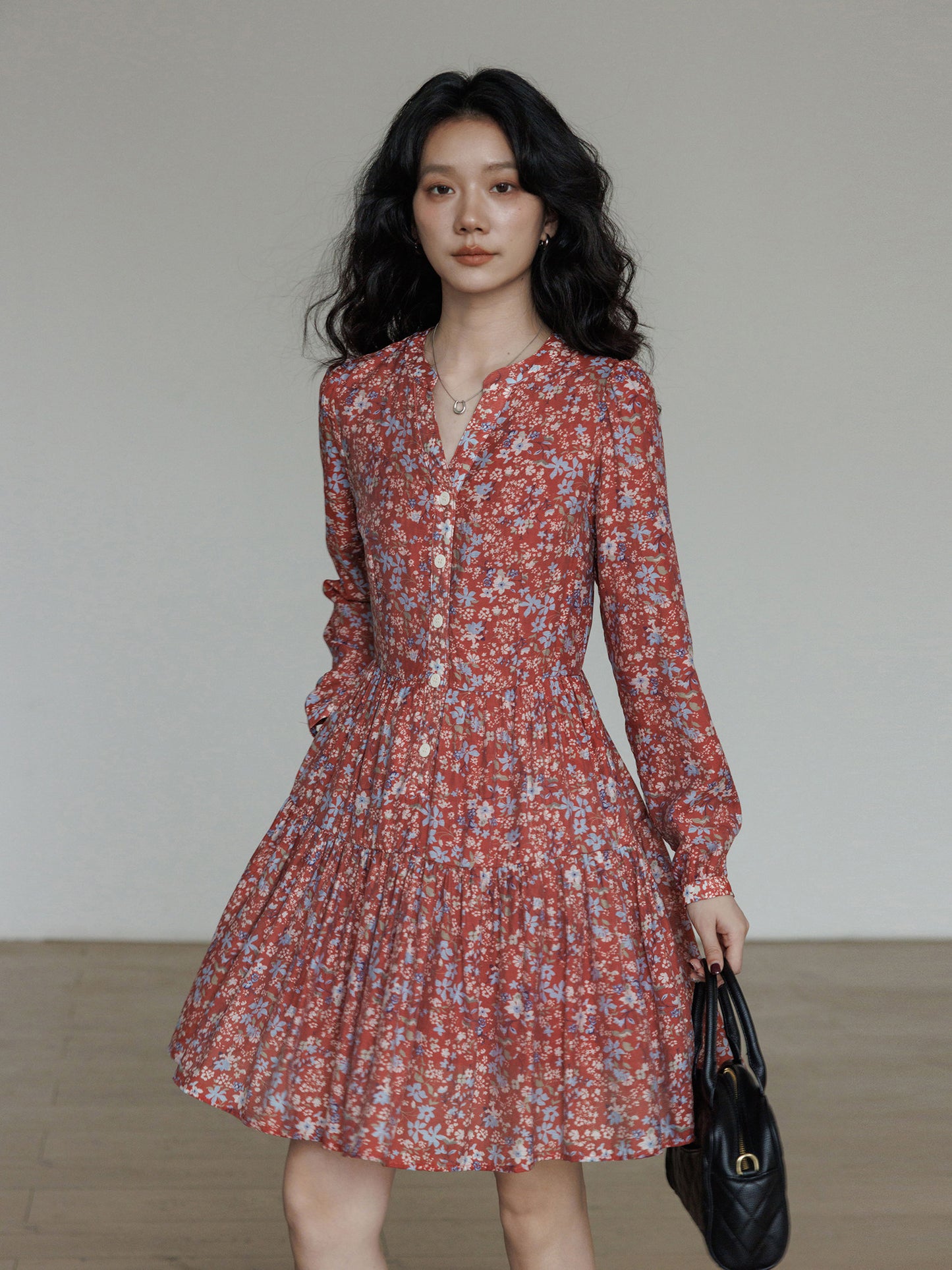 V-Neck Floral Dress VAS0193