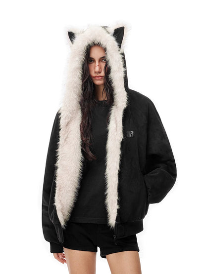 Cat Ear Fur Hood Jacket FDR0003