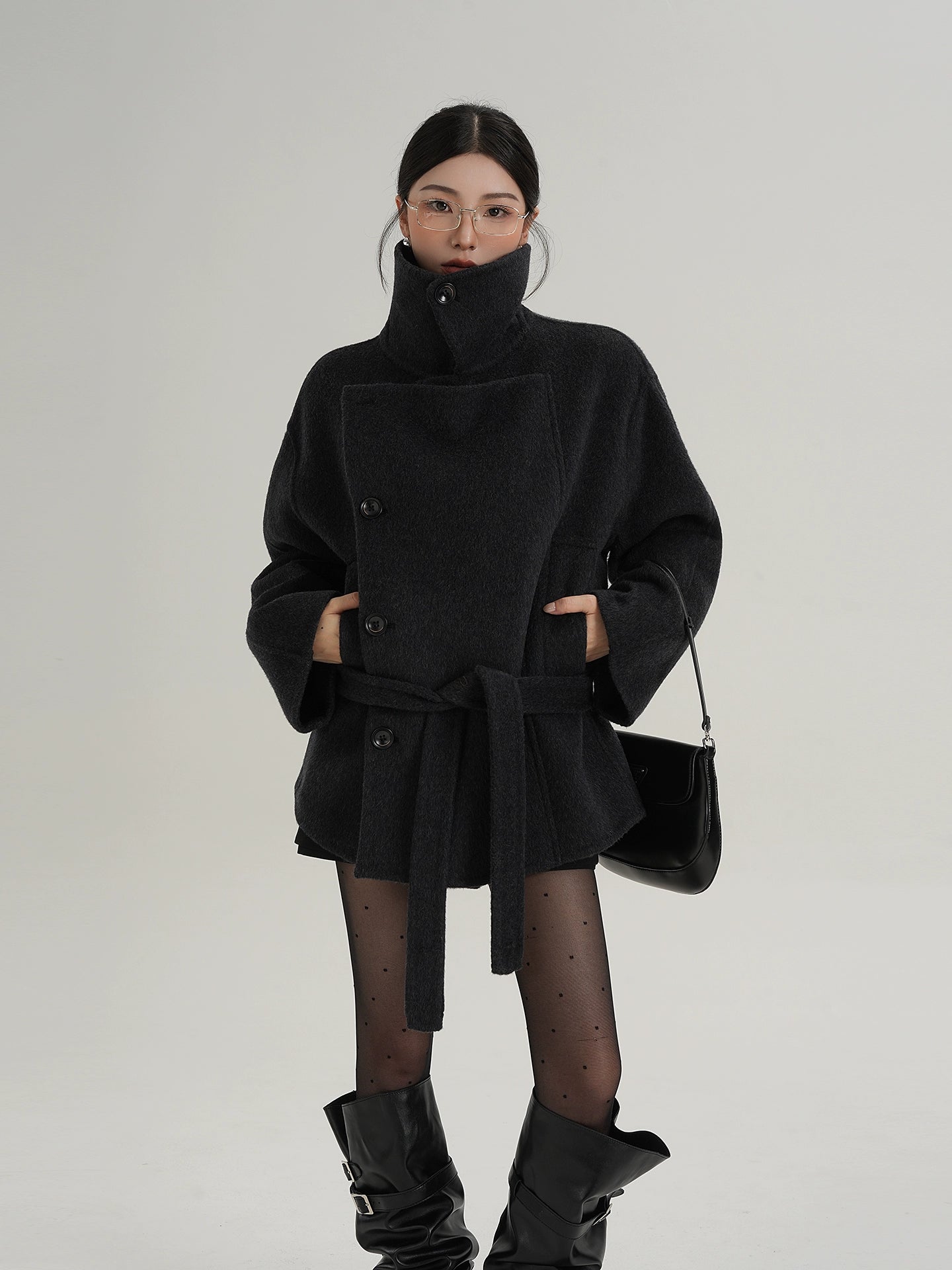 Stand Collar Wool Trench Coat SRS0376