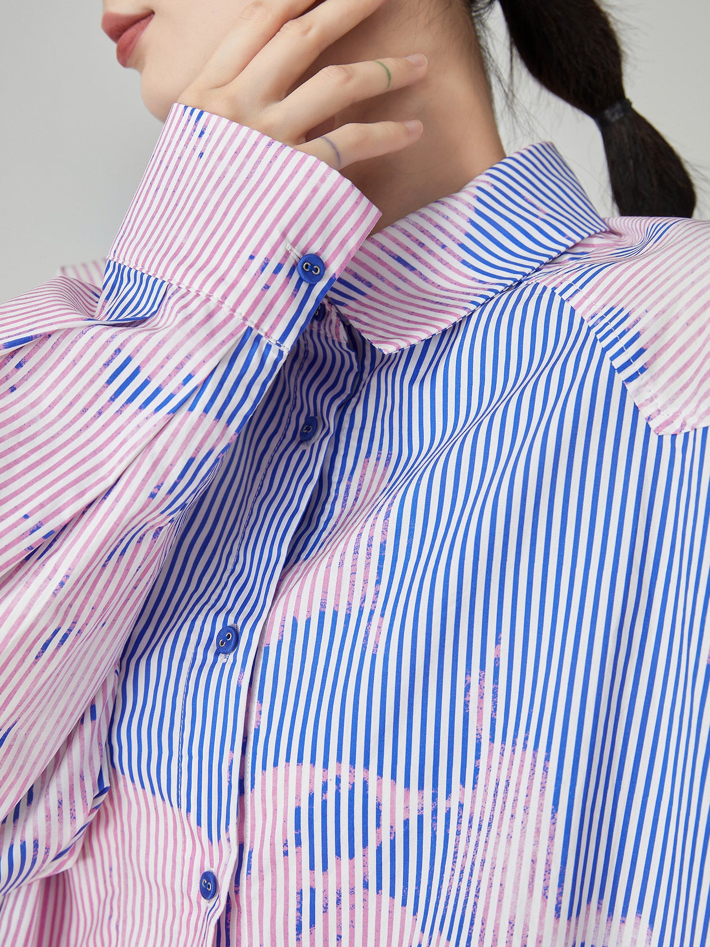 Blue Stripe Pink Art Print Shirt FER0180