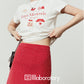 Graphic Short-Sleeve T-Shirt / Polka Dot Mini Skirt LLA0650