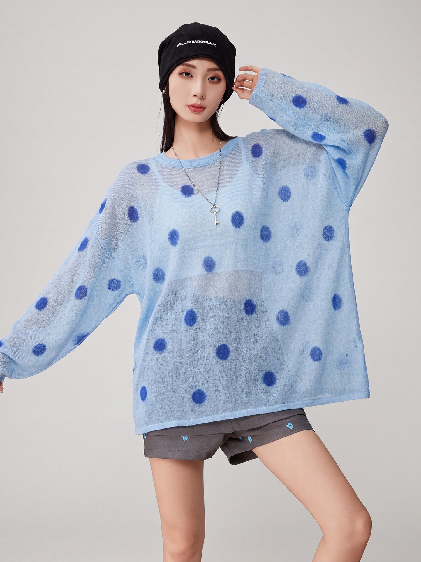 Polka Dot Sheer Loose Knit FER0363