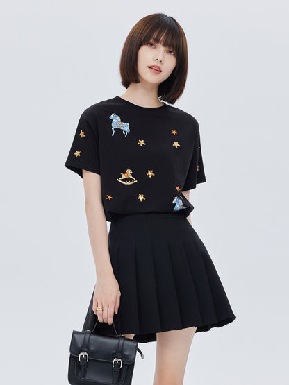Embroidered Short-Sleeve T-Shirt SHN0004