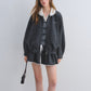 Lace Collar Zip Jacket / Flared Mini Skirt ASG0084
