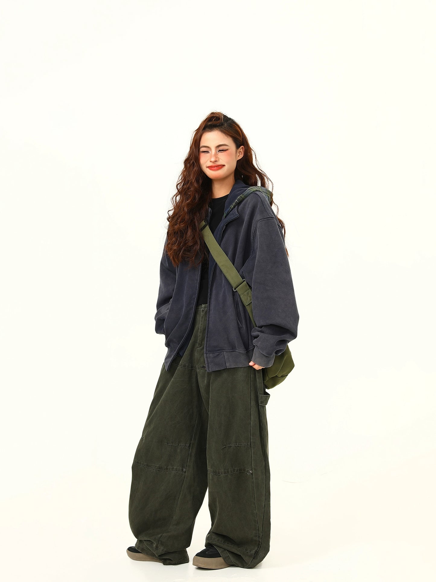 Vintage Plaid Hoodie Zip-Up Jacket WDZ0038