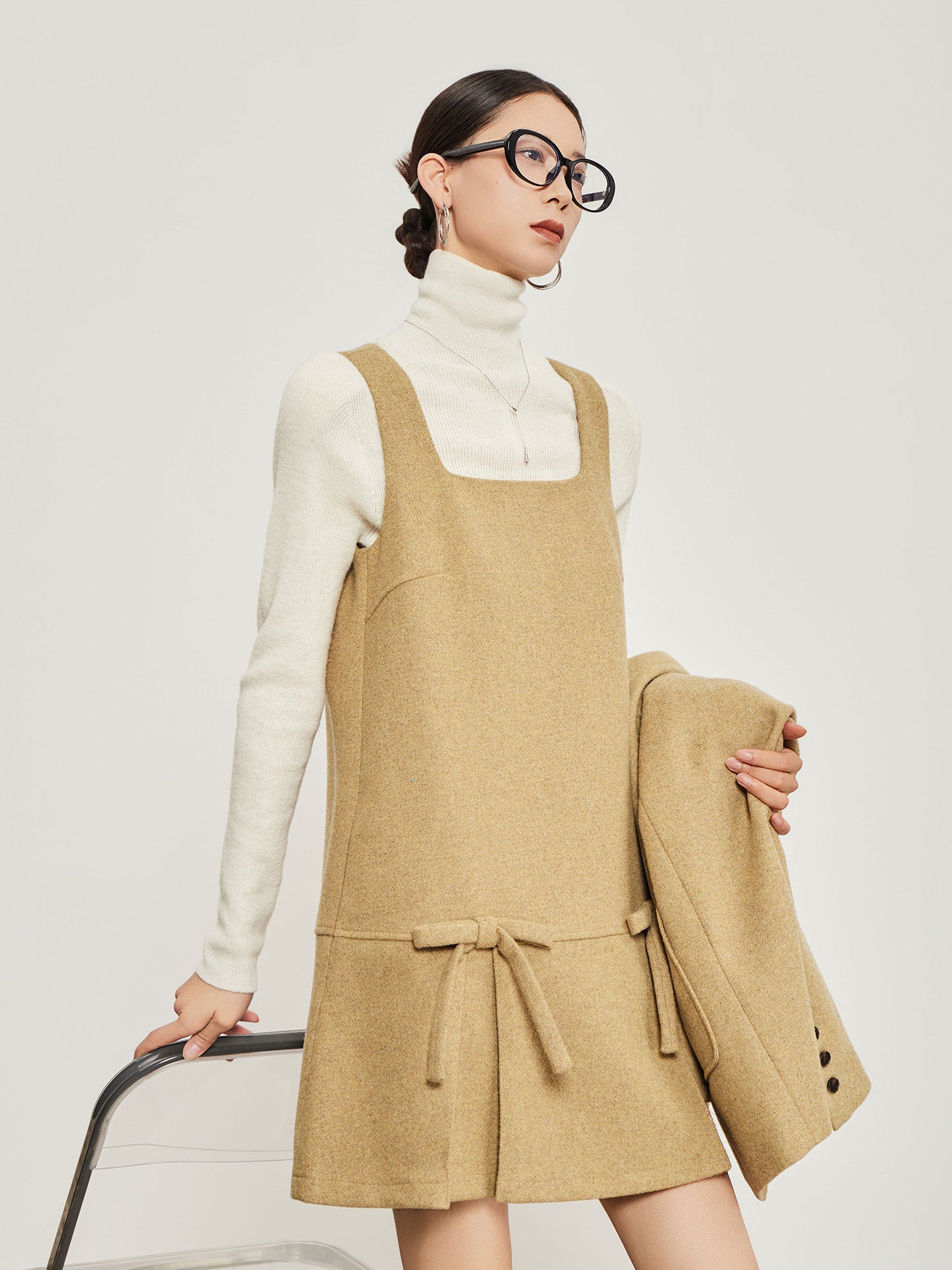 Light Camel Big Blazer / Sleeveless Dress SUY0026