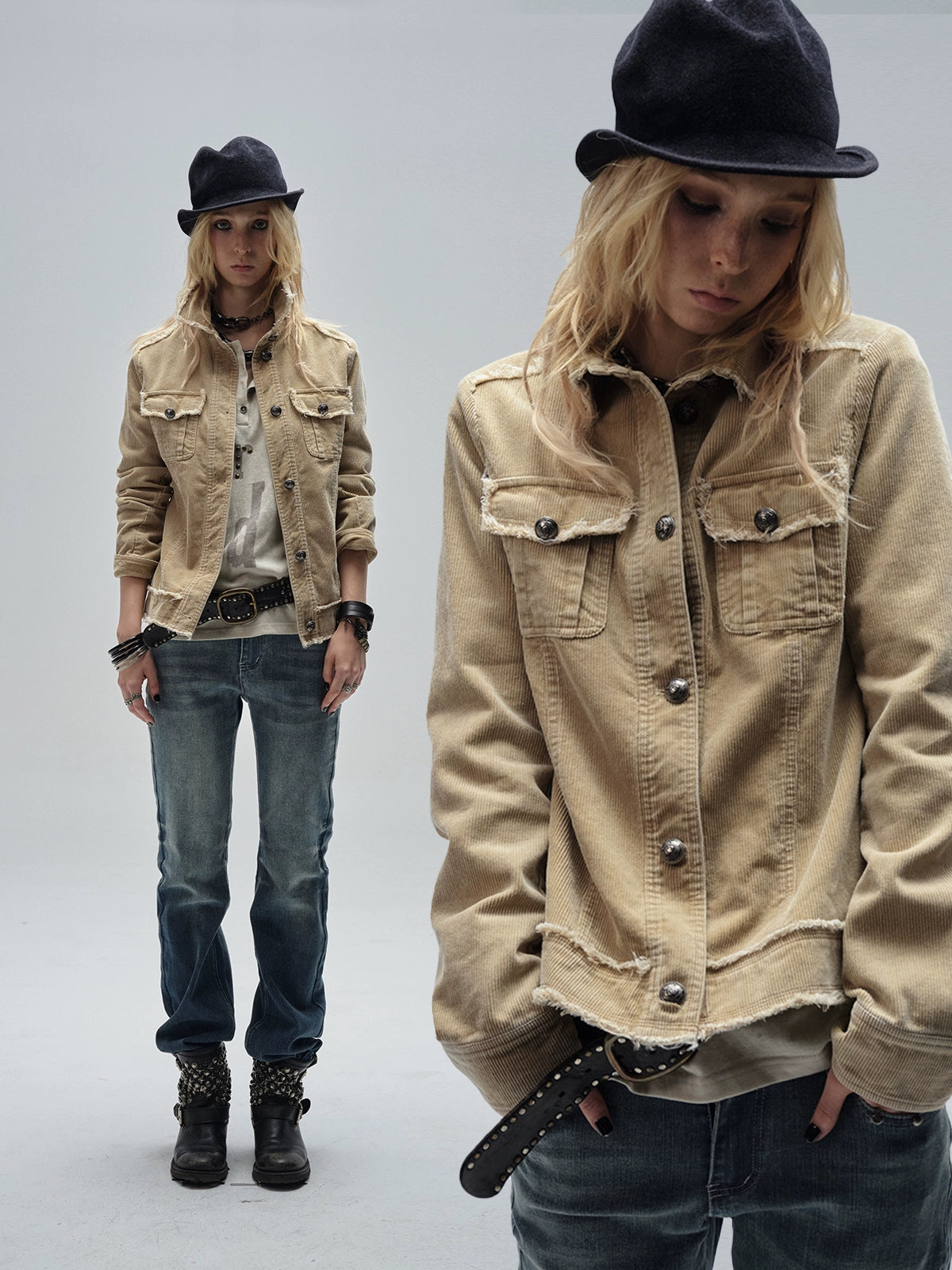 Vintage Corduroy Metal Buckle Jacket WAT0014