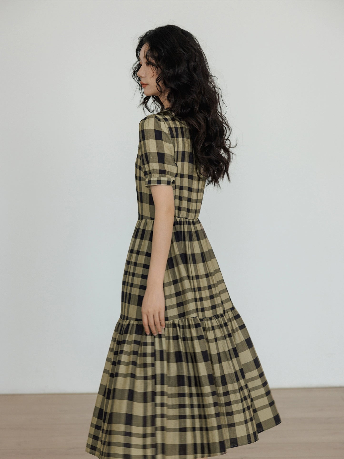 Tiered Check Shirt Dress VAS0056