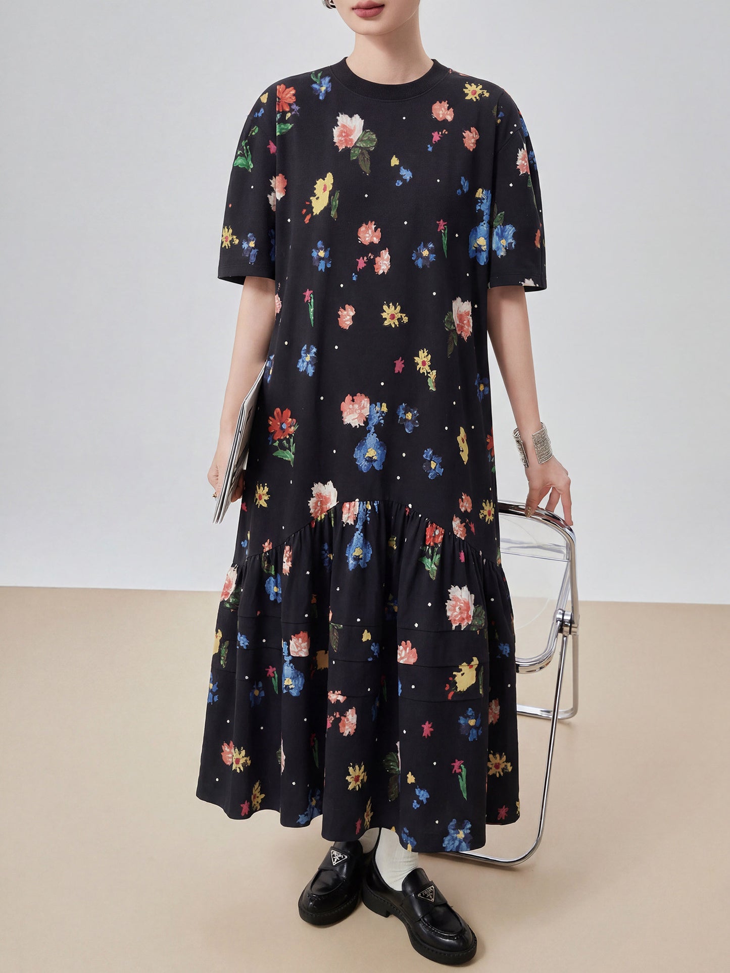 Retro Hand-Drawn Style Long Dress FER0329