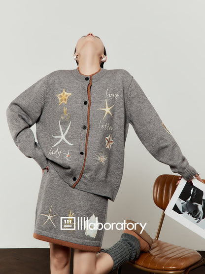 Starfish Motif Knit Top / Knit Mini Skirt LLA0624