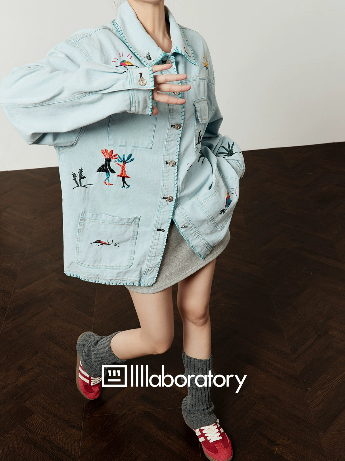 Embroidered Design Denim Shirt LLA0534