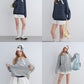 Button Lace Collar Striped Top ASG0085