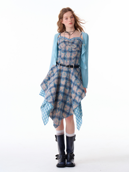 Blue Tiedye Waist Slim Dress ZZF0361